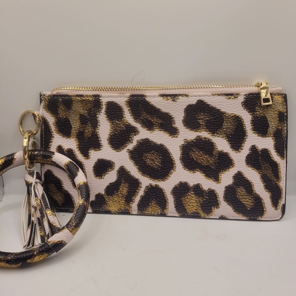 Leopard Print Wristlet Clutch
